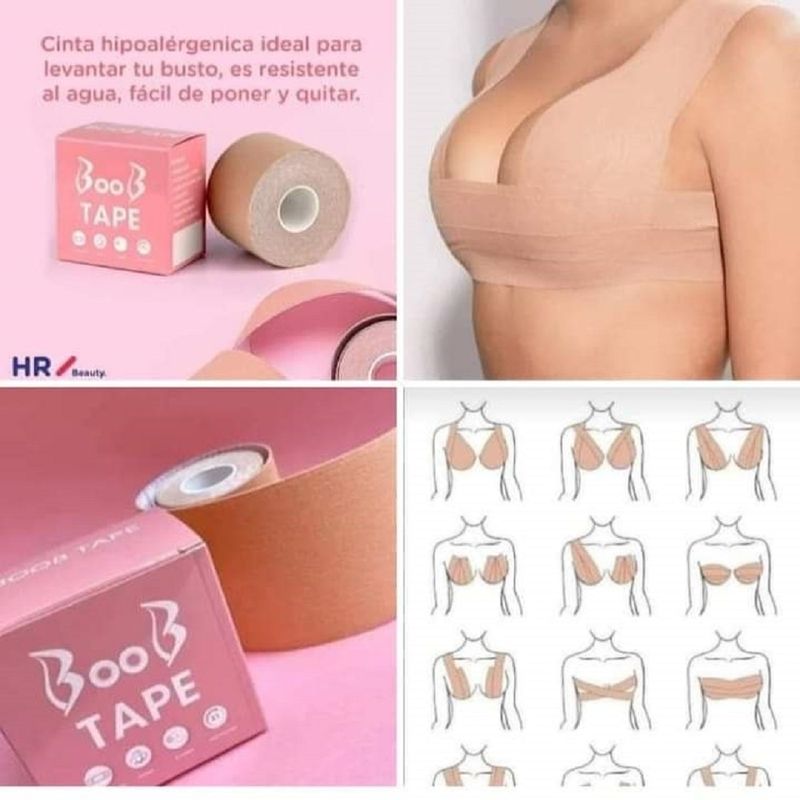 Boob Tape Brasier Sujetador Invisible Cinta de Levantamiento de Seno Color Nude 5Metros Real Plaza