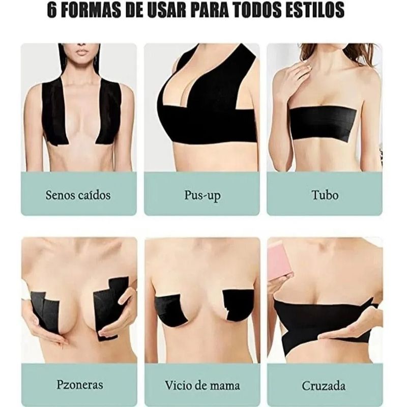 Boob Tape Brasier Sujetador Invisible Cinta de Levantamiento de Seno Color Nude 5Metros Real Plaza