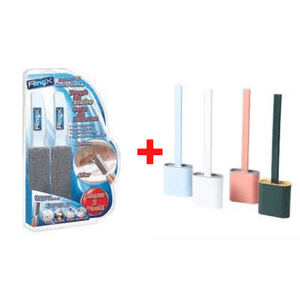 Combo Limpiador de Inodoro Piedra Pomez Ring X + Cepillo para Inodoro de Silicona