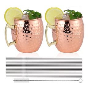 Set x 2 Mugs Moscow Cobre Tazas con Sorbetes de Acero Inoxidable Ichimatsu