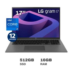 Laptop LG Gram Ultraligera 17” Intel Evo Core i7 12va Generación 16GB RAM 512 GB SSD Gris