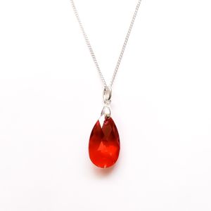 Collar de Plata Sifrah Shop con Dije Cristal Diseño Gota Roja