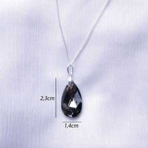 Collar de Plata Sifrah Shop con Dije Cristal Diseño Gota Negra