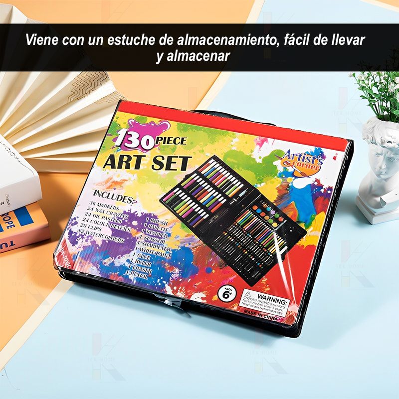 Set Arte Colores Crayones Plumones Acuarelas Estuche 220 Pzs