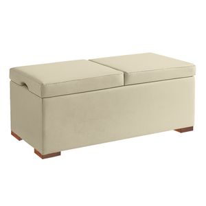 Baul Leia Mavisac Plaza King Color Marfil - Tela