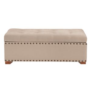 Baul Camila Mavisac Plaza Y Media Color Beige - Ultra Cuero