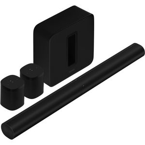 Barra de sonido de sonos arco con subwoofer subwiraldo y kit de par SL (negro)
