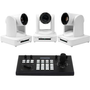 Cámara ikan NDI HX PTZ con zoom óptico de 30x y paquete de controlador IP (blanco, 3 cámaras)