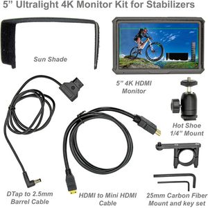 Monitor en la cámara Gyrovu Ultra Lightweight 5 "con kit de montaje de cardán