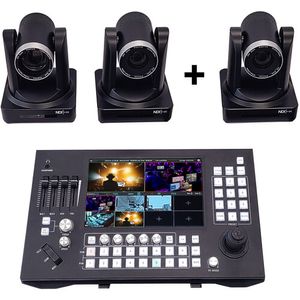 Interruptor PTZCAM N8 NDI HX2 Switcher Kit con tres cámaras PTZ de zoom de 20x