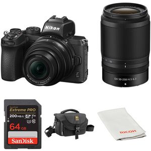 Cámara sin espejo Nikon Z50 con lentes de 16-50 mm y 50-250 mm y kit de accesorios