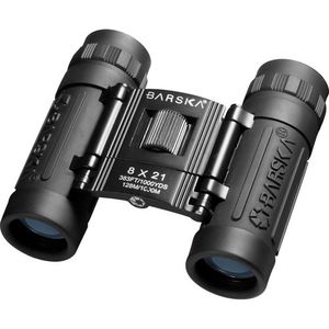 Barska 8x21 binoculares de vista lúcida (negro, empaque de almejas)