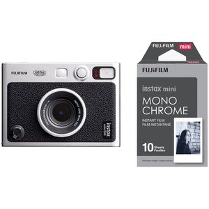 Fujifilm Instax Mini Cámara instantánea híbrida EVO y paquete de película instantánea monocromática