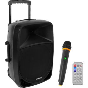 Pyle Pro PSBT125A Sistema de altavoz y micrófono PA portátil de 2 vías y 1200 W