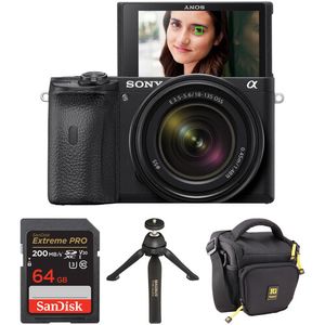 Cámara sin espejo Sony A6600 con lente de 18-135 mm y kit de bolsas 5L de honda diaria