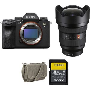 Cámara sin espejo Sony a1 con lente de 12-24 mm f/2.8 y kit de accesorios