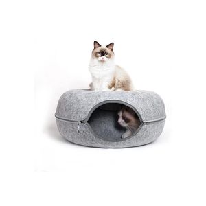 Cama Tunel para Gato Gris Claro