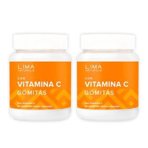 Gomitas con Vitamina C Sabor Naranja Lima Naturals 60 unidades Pack x 2