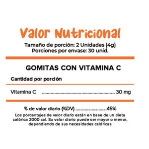 Gomitas con Vitamina C Sabor Naranja Lima Naturals 60 unidades Pack x 2