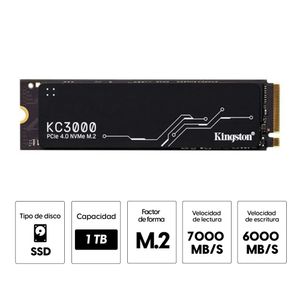 Unidad de estado sólido SSD Kingston KC3000 1024GB, M.2, NVMe, Pcle 4.0
