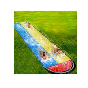 Tobogán Deslizador De Agua Doble Carril Para Césped Juego
