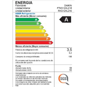 Aire Acondicionado Daikin 12,000BTU 15 a 20m2 Inverter