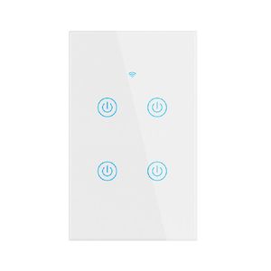 Interruptor Inteligente WiFi Cuádruple 4 Botones Blanco