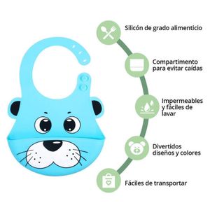 Babero de Silicona para Bebé Celeste