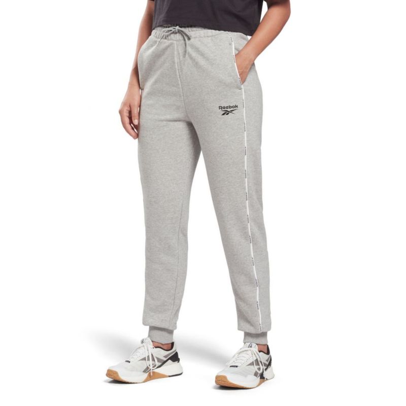 Pantalon Deportivo Mujer Reebok Piping Pack Jogger Gris Real Plaza