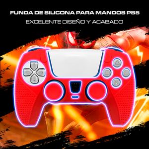 Funda de Silicona Protectora para Mandos Ps5 con Grip Rojo
