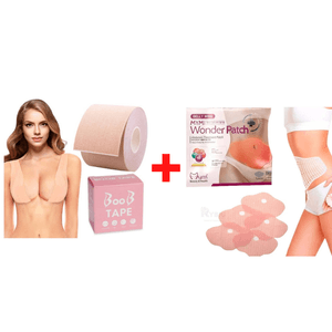 Combo Cinta Levanta Senos Boob Tape + Parche Adelgazante para Abdomen