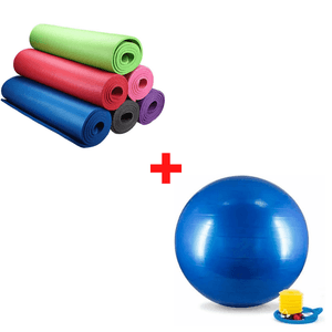Combo Colchoneta Mat de Yoga de 10 mm + Pelota de Pilates o Yoga de 75 cm