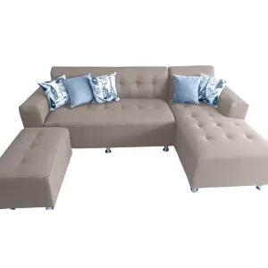 Seccional Londres Derecho + Banqueta Color Beige Oscuro