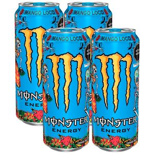 Pack Bebida Energizante MONSTER Energy Mango Loco Lata 473ml x 4un