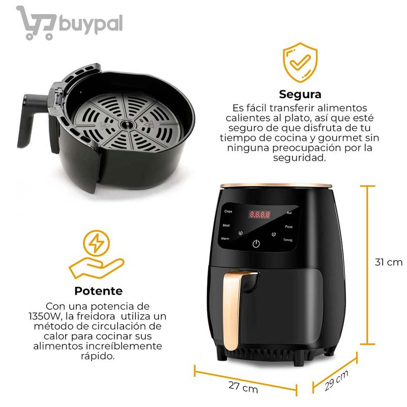 Air Fryer Freidora De Aire Silver Crest 2400w 6 Litros