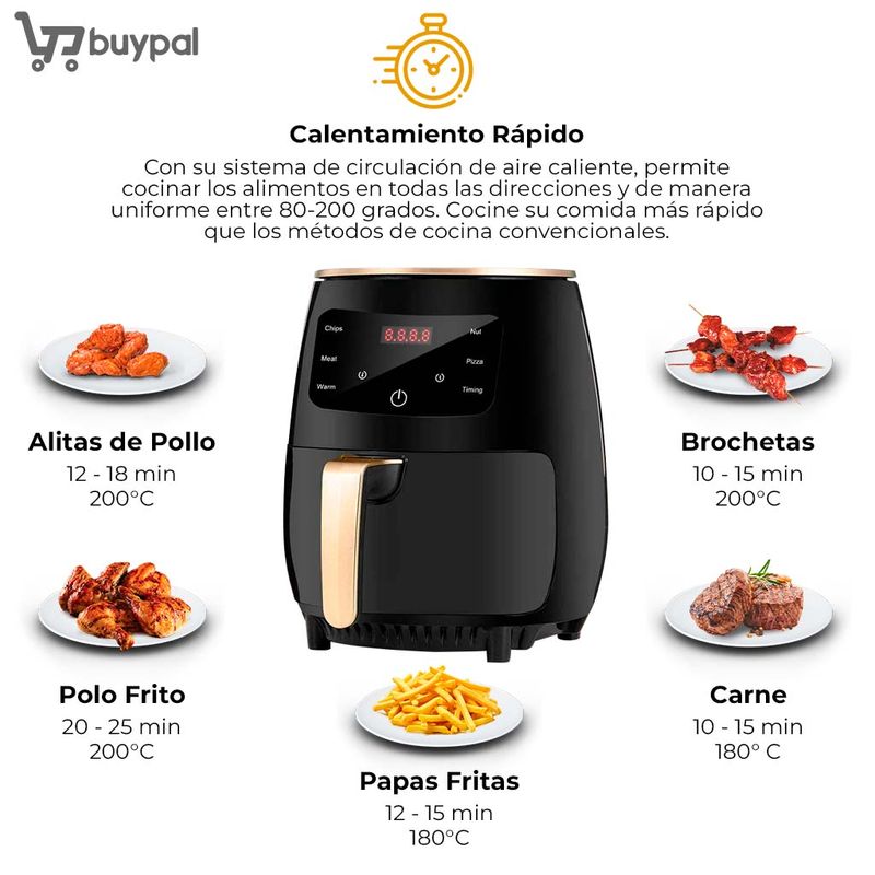 Freidora Aire Airfryer Digital 6 Litros 2400W Sin Aceite - Real Plaza