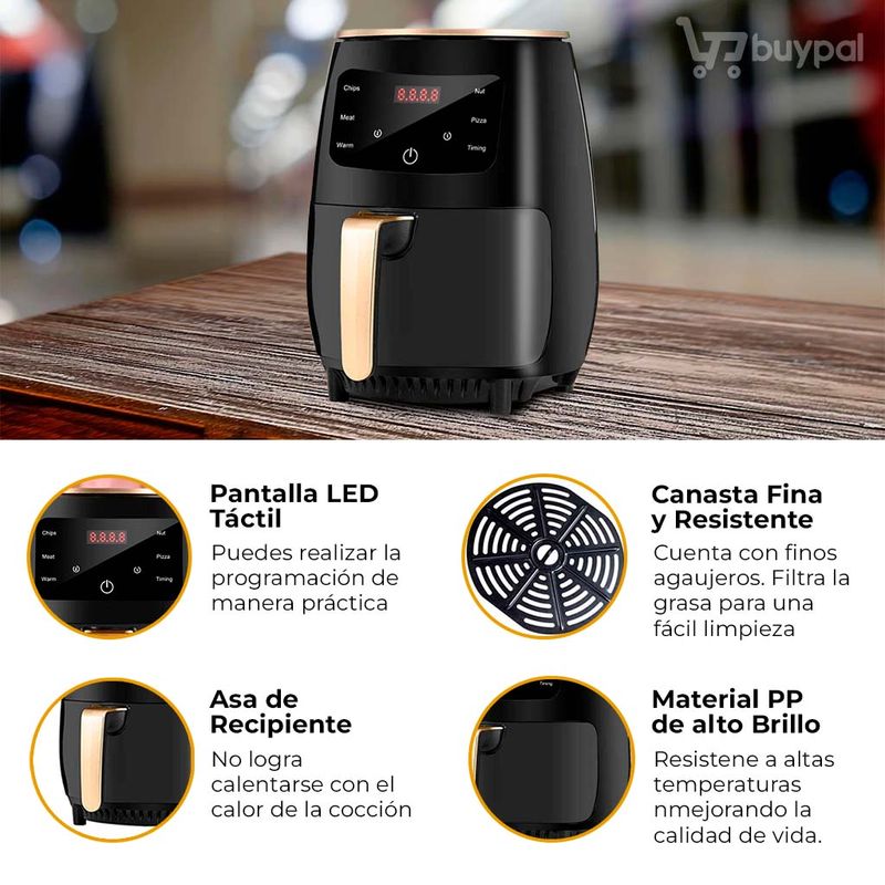 Freidora Aire Airfryer Digital 6 Litros Sin Aceite - Real Plaza