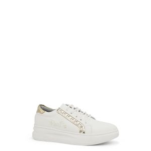 Zapatilla Escolar de Cuero para Niña Par&ss MV22-1945 Blanco Dorado