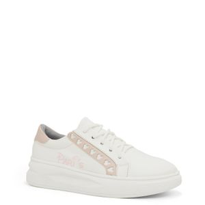 Zapatilla Escolar de Cuero para Niña Par&ss MV22-1945 Blanco