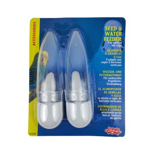 Comedero + Bebedero para Aves - Living World - Blanco