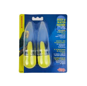Comedero + Bebedero para Aves - Living World - Amarillo