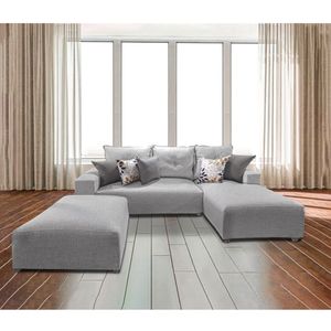 Seccional Dakota Color Gris Plata + 5 Cojines Decorativos