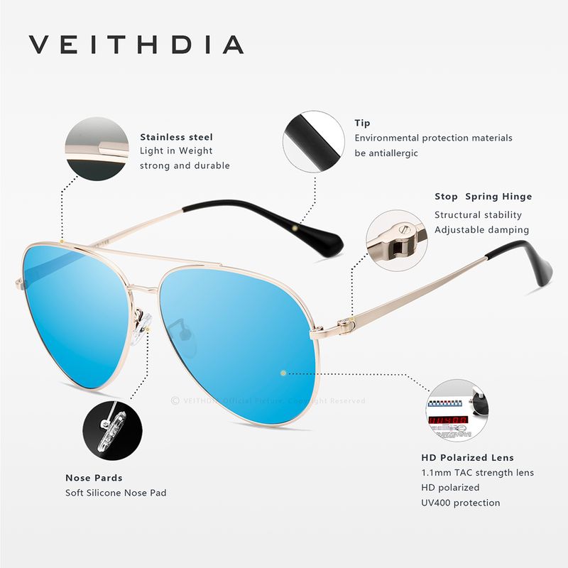 Lentes de sol para hombre Veithdia UV400 gafas polarizados VEITHDIA