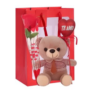 Box Regalo San Valentín Oso de Peluche con Rosa