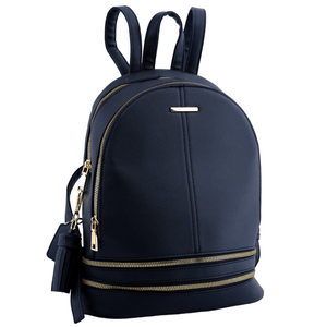 Mochila Tres Cierres de Cuero PU Color Negro