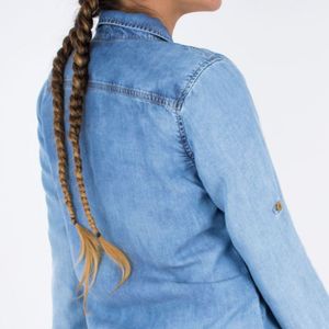Blusa Jean Kayra Poblet Mujer Clasica Celeste