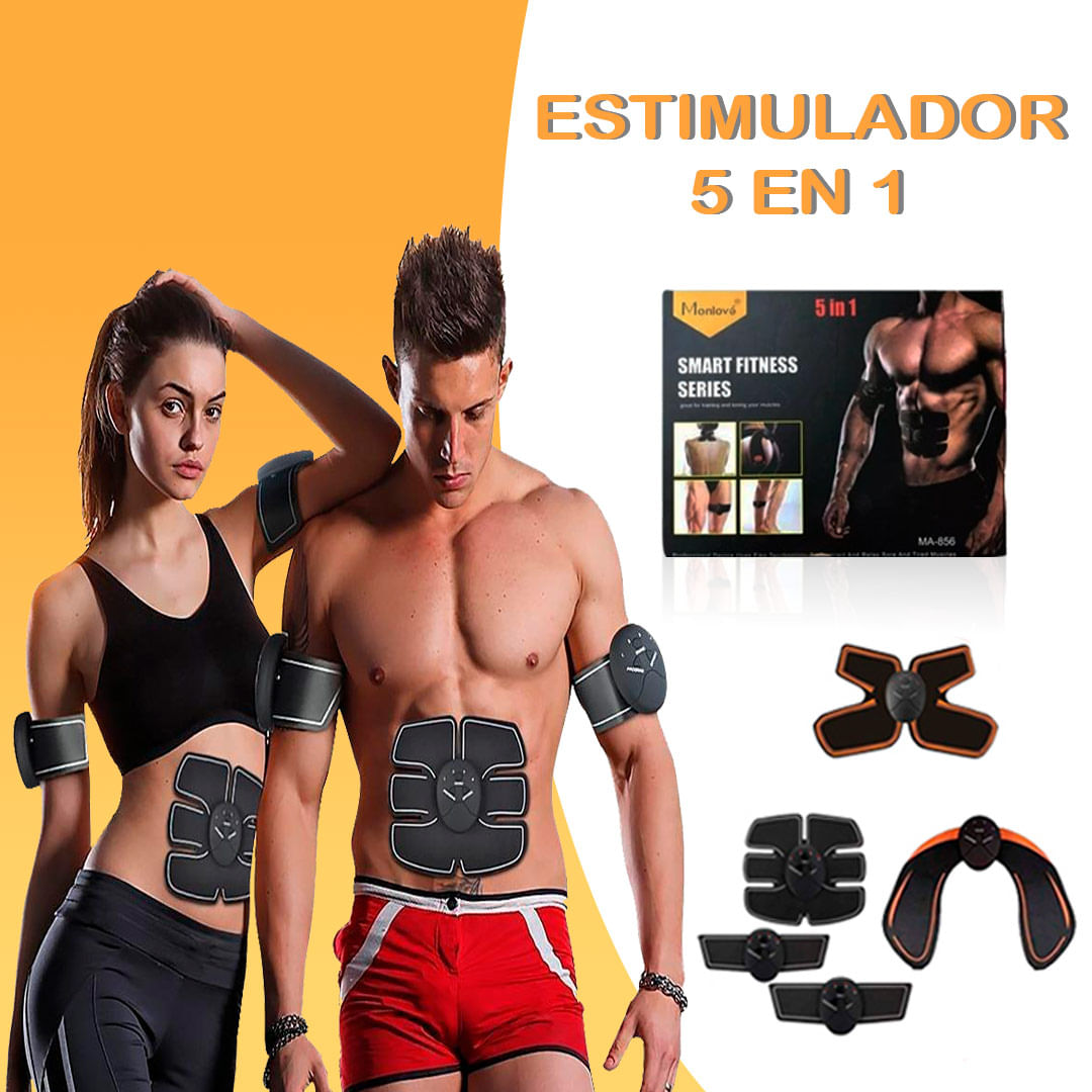 Electro Estimulador Muscular Smart Fitness 5 en 1 Abdomen + Cuello +  Glúteos + Extremidades