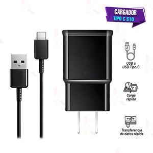 Cargador Genérico Compatible con Galaxy S10 Travel Charger Entrada USB-C