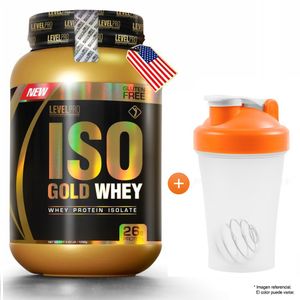 Proteína Level Pro Iso Gold Whey 1.2kg Fresa + Shaker