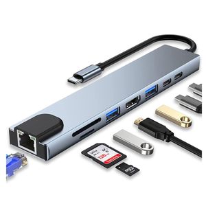 8 En 1 Multipuerto Tipo C A USB-4K HDMI Adaptador 3.0 Cable